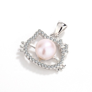 Pendentif chaton en argent 925 plaqué rhodium KAMMY pour enfants, 7,5-8 mm, hypoallergénique, mignon, tendance, pour la fabrication de bijoux - Product Image 2