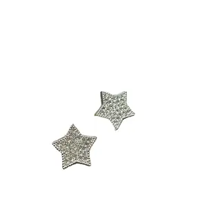 custom 15mm 24L glitter rhinestone star Shape Sewing Shank Button Metal Zinc Alloy sew on loop metal button for clothing