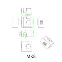 Mk 8 nozel blok panas kaus kaki silikon 20 buah Mk8 nozel cetak ekstruder Set kepala untuk Anet A8 E10 Creality Cr-10 Ender 3