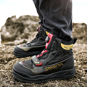 Fishing Shoes Men Waterproof Non Slip Mid Top Breathable Rock Climbing Sea Fishing With Rotating Buckle Black - Product Image 3