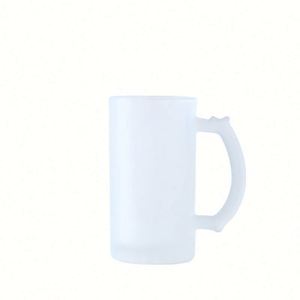 Gobelet personnalisé avec logo, 16 oz, sublimation, gobelet à bière transparent givré, 16 oz, verre avec poignée - Product Image 1