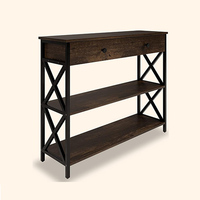Mesa de consola de madera Mesa de esquina de entrada de estilo industrial con 2 cajones