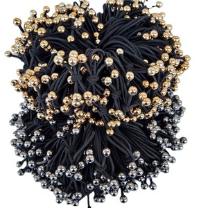 Vente en gros de bijoux tendance, élastiques à cheveux en perles dorées et argentées, élastiques à cheveux à 3 brins, accessoires capillaires mignons, bijoux à 1 yuan, 1 yuan - Product Image 4