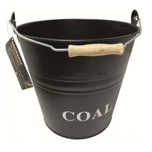 Cubo para carbón de hierro antiguo estilo rústico con diseño artesanal de herrero tradicional para chimenea y hoguera exterior - Product Image 1