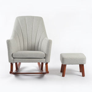 Modern Style <b>Wood</b> <b>Rocking</b> Lounge <b>Chair</b> with Ottoman Comfortable Fabric Furniture for Leisure for Bathroom Use - Product Image 2