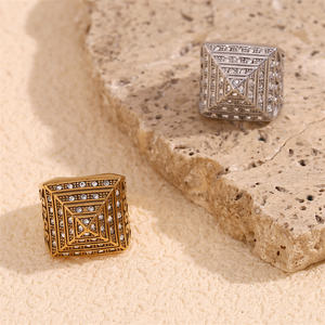 Moda nicho diseño personalidad anillo creativo Acero inoxidable chapado 18K oro vid pirámide anillo <span class=keywords><strong>de</strong></span> hombre - Product Image 4