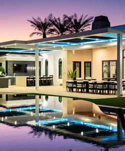 <span class=keywords><strong>Pergola</strong></span> de jardin bioclimatique en aluminium à 2 poteaux HENLIXO, sur mesure, 3x4, 3x5, 4x4, <span class=keywords><strong>5x4</strong></span>, 6x4, fixation murale, fixée au mur de la maison - Product Image 1