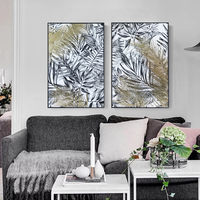 HOT SALA Impressions sur toile d'art végétal noir et blanc avec style feuille dorée pour décoration murale et peinture décorative pour la maison