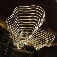 Lustre de luxe en forme de vague de montagne pour hall d'hôtel, escalier, luminaire suspendu LED artistique sur mesure, grande taille, luminaire décoratif de plafond