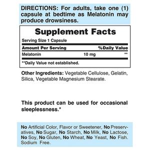 Complément de mélatonine 10 mg pour adultes, aide au sommeil nocturne, capsules de mélatonine pour le sommeil - Product Image 3