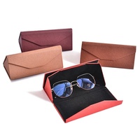 Usine en gros personnalisé à la mode Triangle PU étui à lunettes en cuir lunettes de soleil boîte d'emballage lunettes boîte pliante