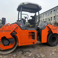 Vente flash : rouleau vibratoire à double tambour Hunmer de 8 tonnes d'occasion, roue en acier HD90, roue en caoutchouc, pompe, vente combinée, prix réduit