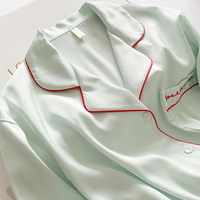 Pyjama une pièce de luxe en satin pour femmes, solide avec lettre brodée en cœur, style décontracté, nouvelle collection