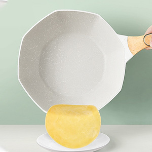 กระทะทรงแปดเหลี่ยมเคลือบสารกันติด พร้อมฝาแก้ว ก้นแบน ใช้ได้กับเตาแม่เหล็กไฟฟ้าและเตาแก๊ส สำหรับทำอาหารในครัวเรือน - Product Image 2