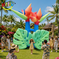 Arche géante gonflable en forme de fleur d'oiseau de paradis, arche tropicale en feuilles de Monstera pour la décoration d'événements estivaux
