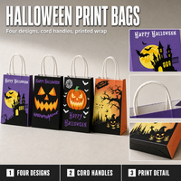 Sac cadeau en papier d'Halloween avec poignée, sac à bonbons Joyeux Halloween, cadeau de fête, pour enfants, vente en gros, personnalisable