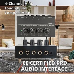 Interface audio professionnelle en métal à 4 entrées, mini amplificateur HiFi pour studio d'enregistrement - Product Image 2
