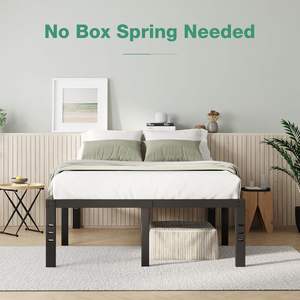 <span class=keywords><strong>Novilla</strong></span> 14 pouces plate-forme en métal cadre de lit Queen Support de latte en acier robuste Durable assemblage facile chambre appartement Villa - Product Image 4
