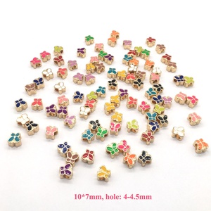 4Mm Lỗ Lớn Spacer Hoa Bướm Tim Men Bead Charms Vàng Mạ Kim Loại Hợp Kim Cho Đàn Hồi Tóc Ban Nhạc Vòng Đeo Tay Làm Dễ Thương - Product Image 5