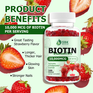 Customized Packaging Hair Growth Supplements Vegan Biotin Gummies 10000mcg Hair Skin Nails <b>Gummy</b> <b>Candy</b> Adults Beauty Products - Product Image 5