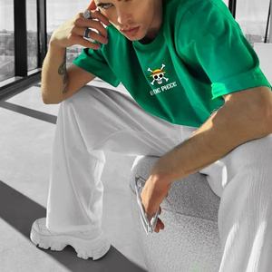 T-shirt in cotone pesante 220g con Logo personalizzato da uomo con maniche corte, t-shirt con stampa Anime a maniche corte, taglie forti - Product Image 3