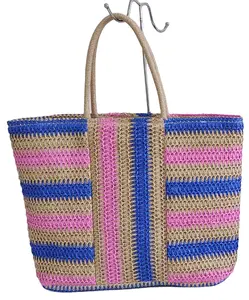 Promotional gifts logo flower crochet bag Outdoor Travel Vacation Seaside crochet yarn for bags