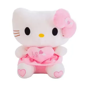 ใหม่น่ารักสีชมพูนั่งรุ่นการ์ตูน Kt Cat หมอนสวมกระโปรงสาวสวัสดี Kt Cat ตุ๊กตาของเล่นของขวัญวันเกิด