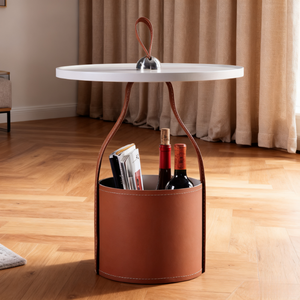 Tavolino da Caffè Rotondo Minimalista Italiano Moderno con Contenitore per Soggiorno e Uso Domestico - Product Image 1