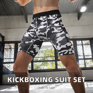 Ensemble de vêtements de sport pour hommes MMA/Boxe/Lutte 4 pièces, maillot et pantalon, rashguard 100% polyester - Product Image 2