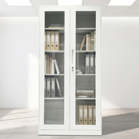 Armoire métallique moderne à 2 portes réglable sur mesure, armoire à dossiers étroite en acier avec porte en verre et serrure
