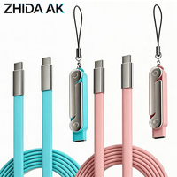Nouveau design 2026, câble plat en silicone tendance, câble de données Type-C 240W, kit support 2-en-1, logo personnalisé, ligne de charge durable anti-casse