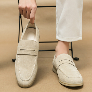 Mocasines informales <span class=keywords><strong>de</strong></span> piel auténtica para <span class=keywords><strong>hombre</strong></span>, talla grande 38-46, <span class=keywords><strong>zapatos</strong></span> <span class=keywords><strong>de</strong></span> vestir planos sin cordones a la moda con cierre sin cordones para invierno - Product Image 1