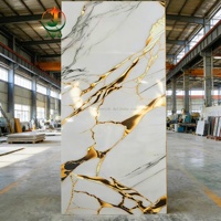 Panneaux muraux en PVC ignifuges et imperméables à motif marbre pour hôtel, cuisine, appartement et hall - Design moderne