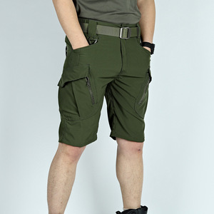Shorts cargo décontractés imperméables pour hommes, pour la salle de sport, l'extérieur, séchage rapide, multi-poches, élastiques, pantalons de travail, shorts tactiques pour hommes - Product Image 3