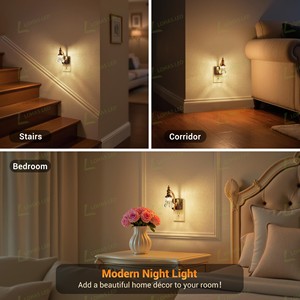 Luci Notturne LOHAS con Presa a Muro, Dimmerabili 0-100 LM, Lampada LED a Fiore in Vetro 1W, Luce Notturna Vintage per Bagno e Corridoio - Product Image 5