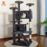Grand arbre à chat double en bois avec griffoir, maison et tour pour chat, mobilier pour animaux de compagnie avec poteau à griffer