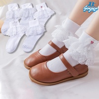 Chaussettes de cheville pour bébé fille, printemps-automne, mignonnes, scintillantes, avec nœud en dentelle et perles, à volants, blanches, tendance, en Spandex/Coton, vente en gros pour enfants