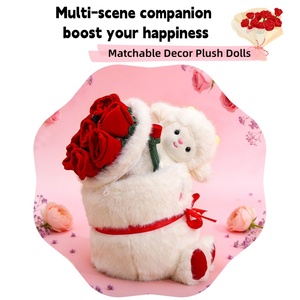 Scatola <span class=keywords><strong>Regalo</strong></span> di Peluche a Forma di Bouquet di Rose con Pecorella, Simpatico Secchiello di Fiori, Bambola di Peluche con Pecora Nascosta, <span class=keywords><strong>Regalo</strong></span> Romantico di San Valentino - Product Image 2