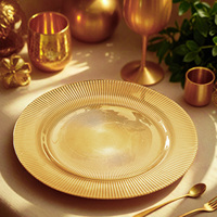 Assiette de Présentation en Verre Cristallin Anti-Radiation, Style Classique, pour Fêtes, Restaurants, Décoration de Table et Événements Festifs (Vente en Gros)