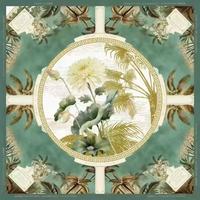 Tapis de Mahjong Américain Imprimé Personnalisé, Rose Vif Vert Floral Oiseaux Antidérapant Réduction du Bruit Housse de Table de Mahjong