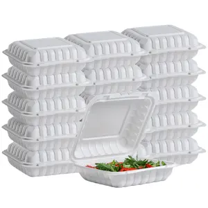 Mfpp Klappbare Plastik mahlzeit Prep Lebensmittel behälter Clam shell 8x8 3-fach Mittagessen Bento-Boxen