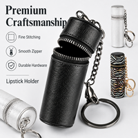 Porte-maquillage tendance, porte-clés, mini pochette, breloque, tube de rangement pour rouge à lèvres et baume à lèvres, porte-clés en cuir personnalisable
