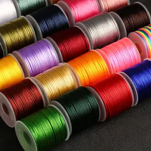 Korea Silk Cord 2mm Colorful handmade braided cord DIY Jewelry Making Nylon Satin Cord