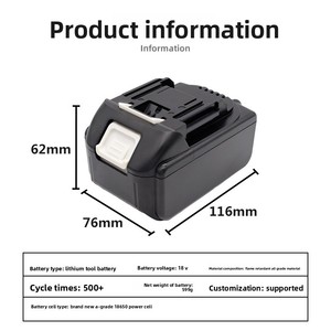 Batterie de perceuse rechargeable au lithium-ion 18V/21V BL1860B BL1850B <span class=keywords><strong>BL1840B</strong></span> BL1830B BL1815B, compatible avec les outils électriques Makita - Product Image 4