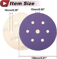 Personnalisé 6 pouces 7 trous rond violet papier de verre meulage à sec disques de ponçage auto-adhésif en céramique flocage disque de polissage
