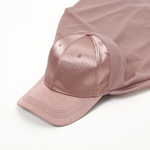 Nouvel arrivage d'hijabs en mousseline de soie de couleur unie ensembles de chapeaux de sport en satin hijab en mousseline de soie long et doux châle avec casquettes de baseball pour femmes musulmanes - Product Image 4
