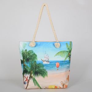 Sac de plage tissé pour femme, grand format, personnalisé avec logo imprimé, style hawaïen, réutilisable, pour les vacances d'été, vente en gros - Product Image 2