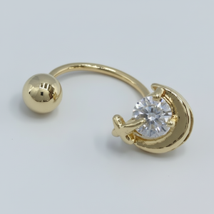 Eleganti orecchini pendenti in oro 14K con bellissime borchie in zircone che completano le tue caratteristiche facciali placcate in oro - Product Image 1