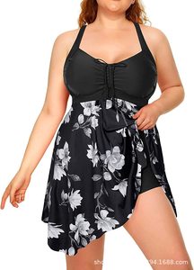 Hot Selling Plus Size Women Two Piece <b>Swimwear</b> <b>With</b> Boy <b>Shorts</b> Flowy Tummy Control Split Bathing Suit Beach Pool Summer Vacation - Product Image 2