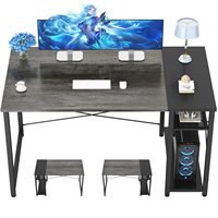 Table d'ordinateur moderne réversible pour petit espace avec étagères de rangement pour bureau à domicile, salle de jeux, chambre à coucher, poste de travail
